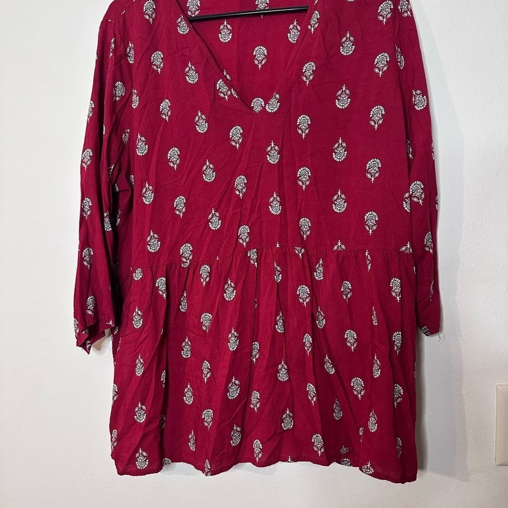 Old Navy Maroon Patterned Shirt